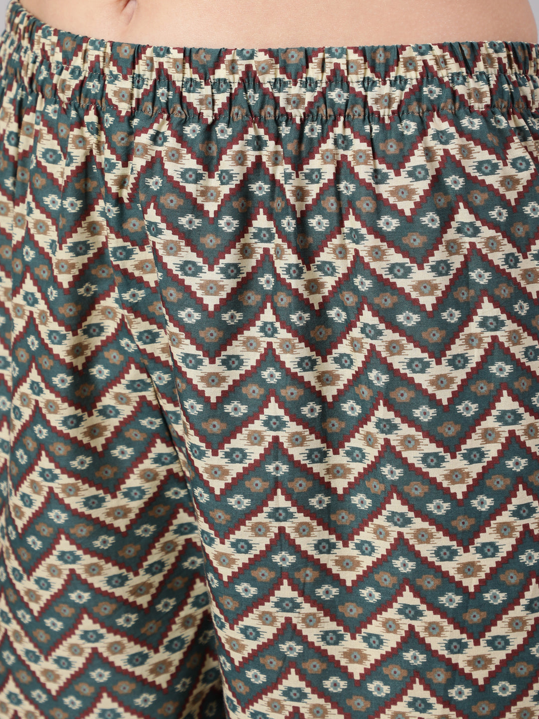 Multi Geometric Printed Straight Kurta With Palazzo