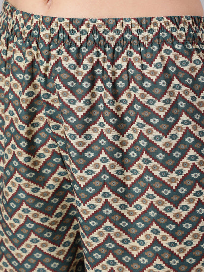 Multi Geometric Printed Straight Kurta With Palazzo