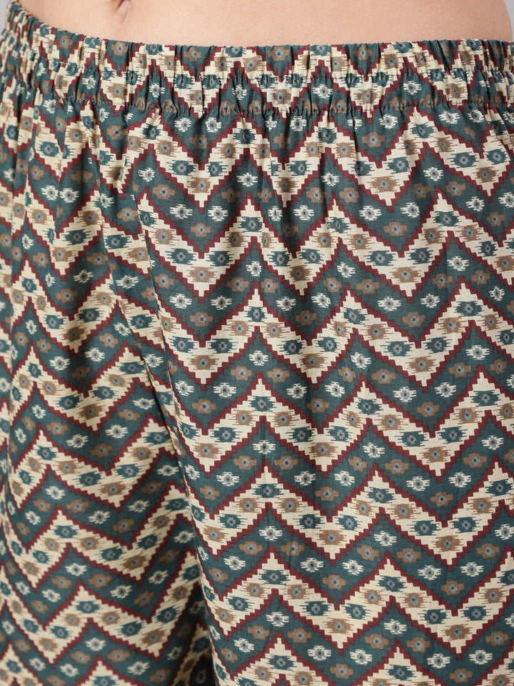 Multi Geometric Printed Straight Kurta With Palazzo