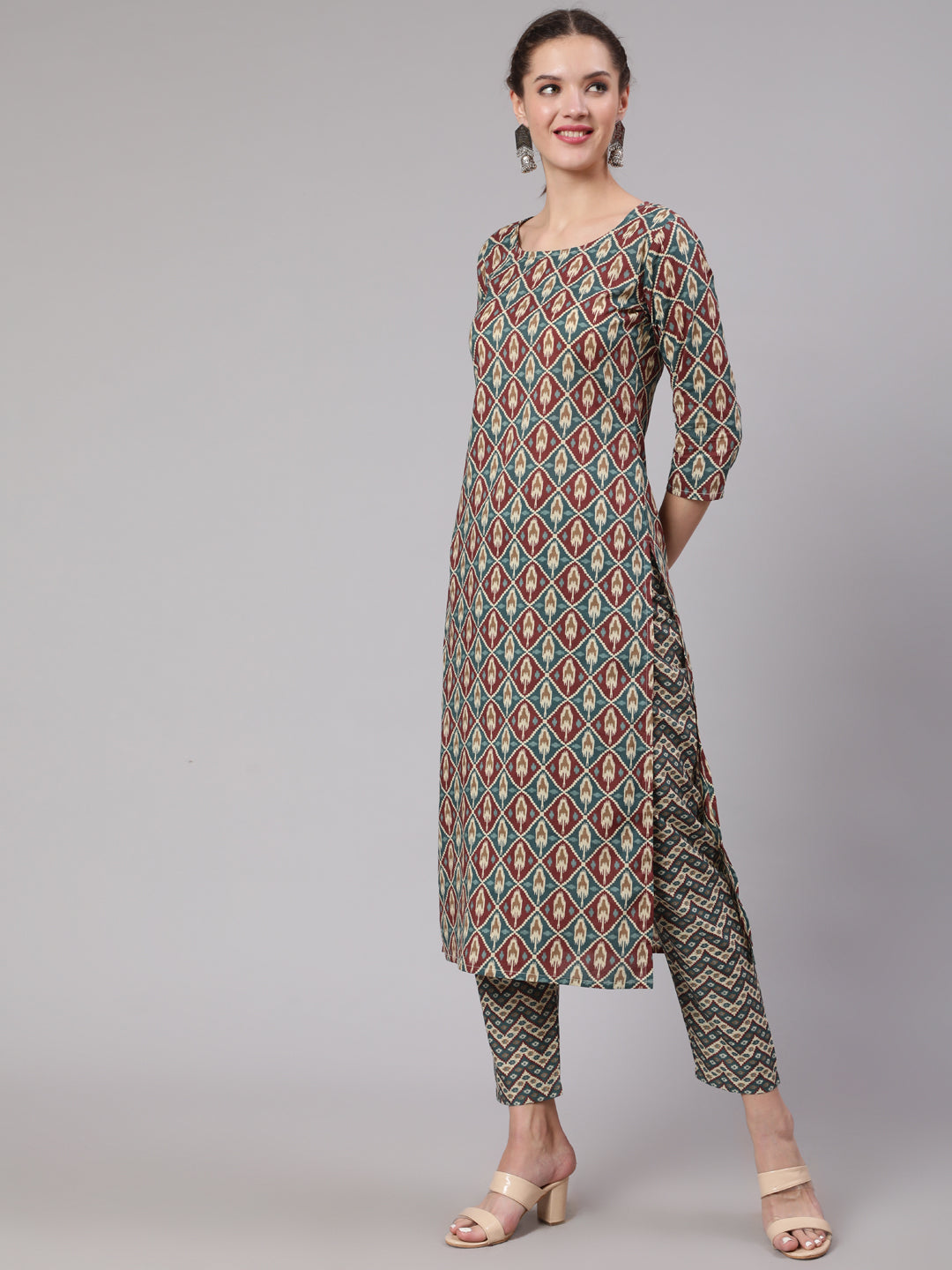 Multi Geometric Printed Straight Kurta With Palazzo