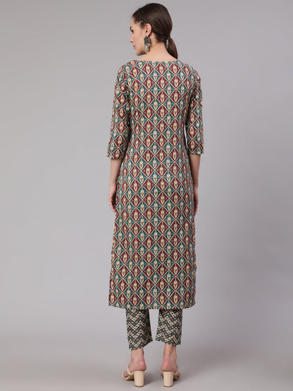 Multi Geometric Printed Straight Kurta With Palazzo