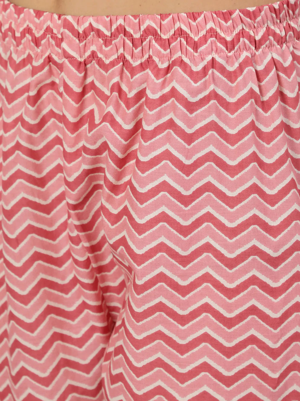 Pink Ethnic Printed Straight Kurta With Trouser