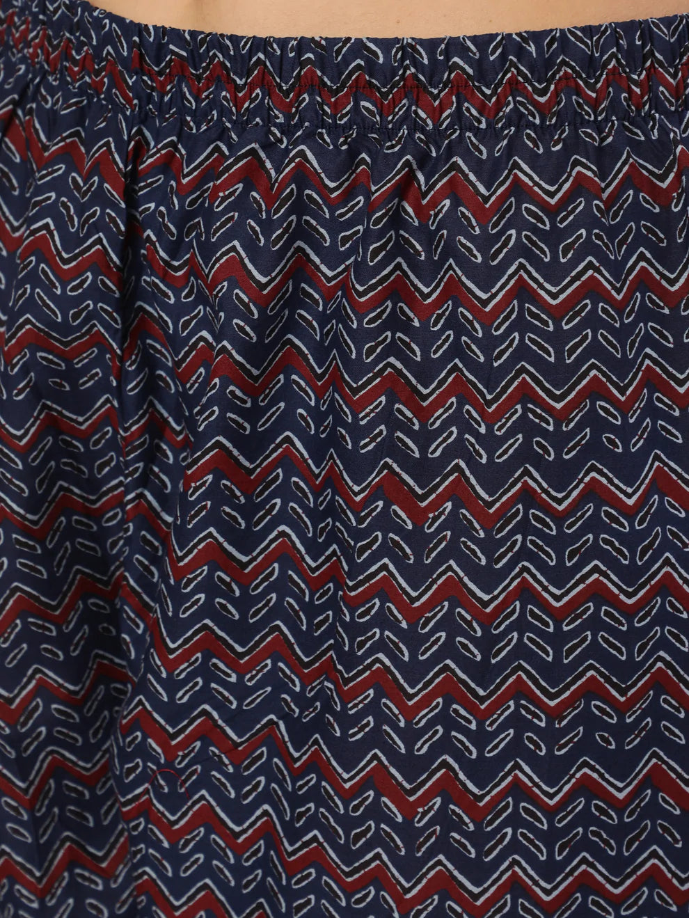 Blue Printed Straight Kurta With Trouser