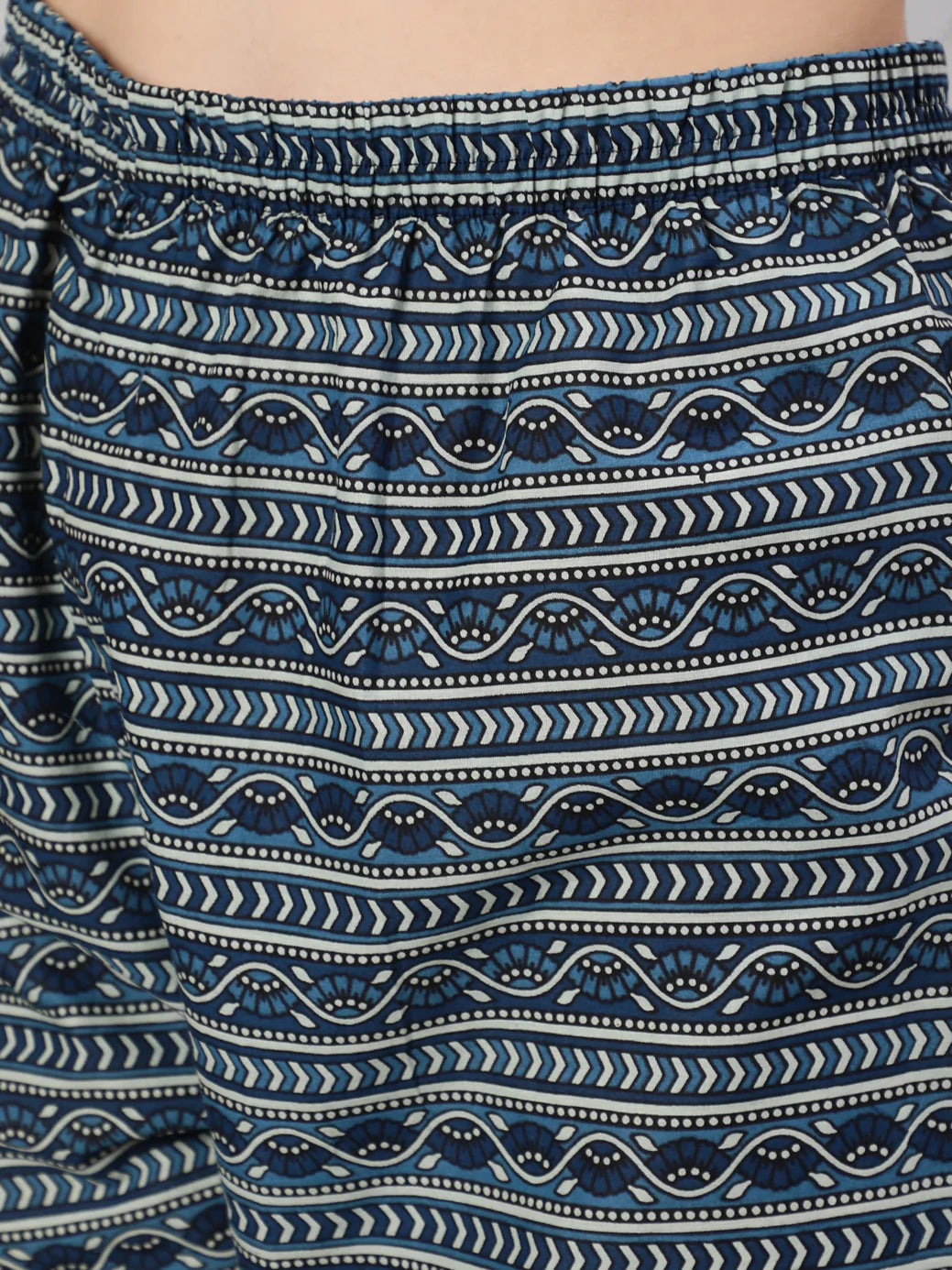 Blue Printed Straight Kurta With Trouser