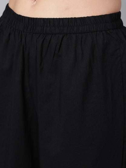 Black Ethnic Printed Straight Kurta With Trouser