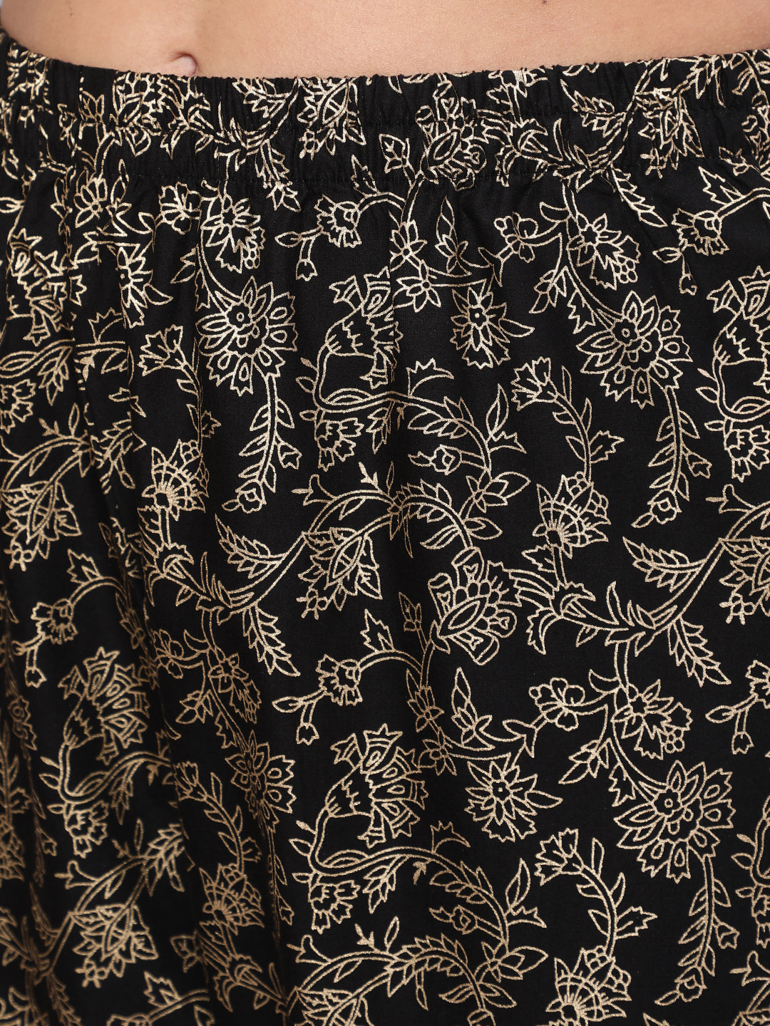 Black Ethnic Printed Kurta With Palazzo And Dupatta