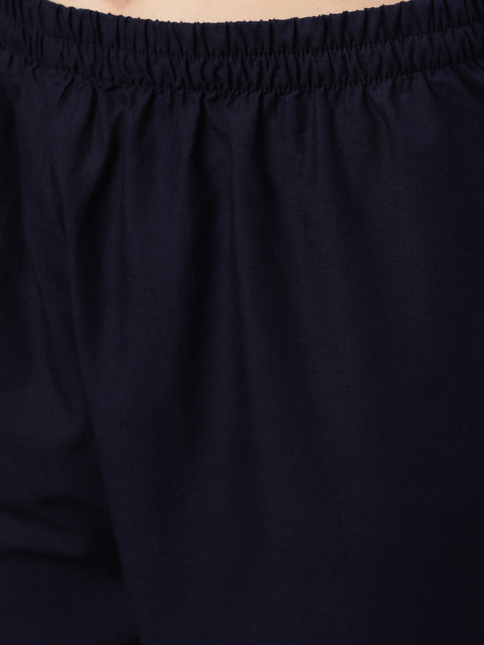 Navy Blue Ethnic Printed Straight Kurta With Trouser