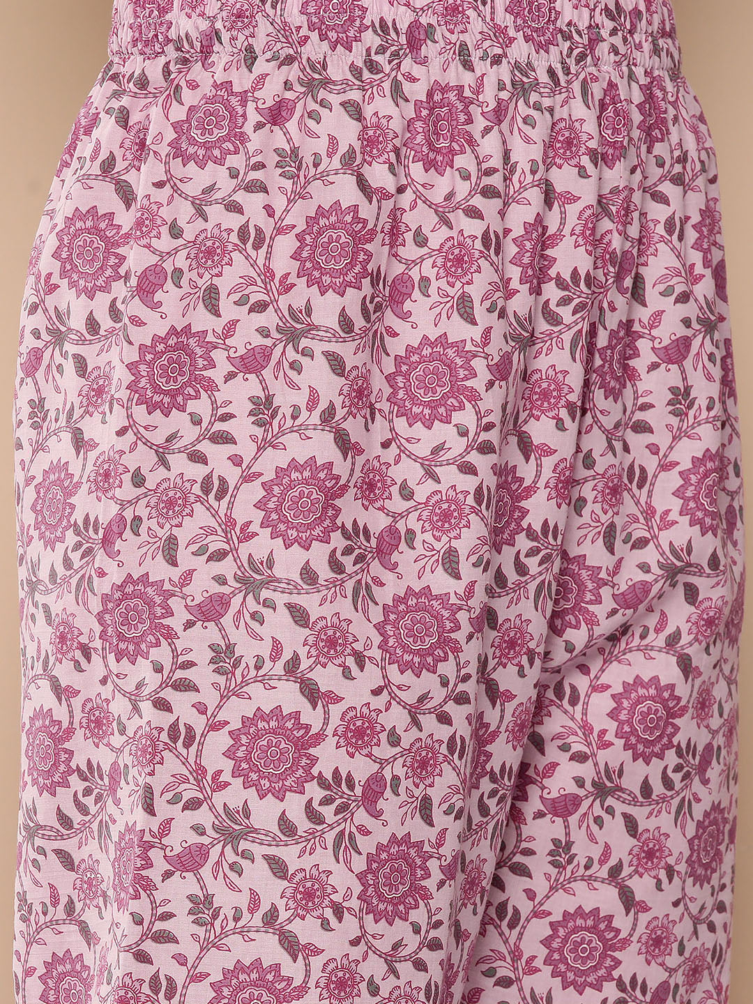 Lavender Floral Printed Kurta With Trouser And Dupatta