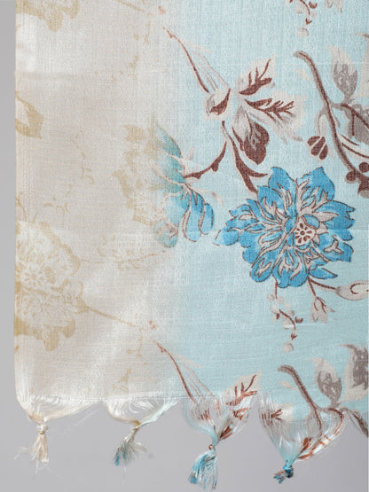 Cream Straight Solid Kurta With Trouser And Art Silk Dupatta