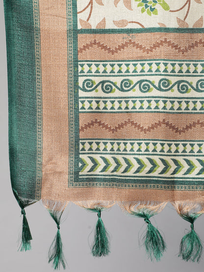 Cream Straight Solid Kurta With Trouser And Art Silk Dupatta