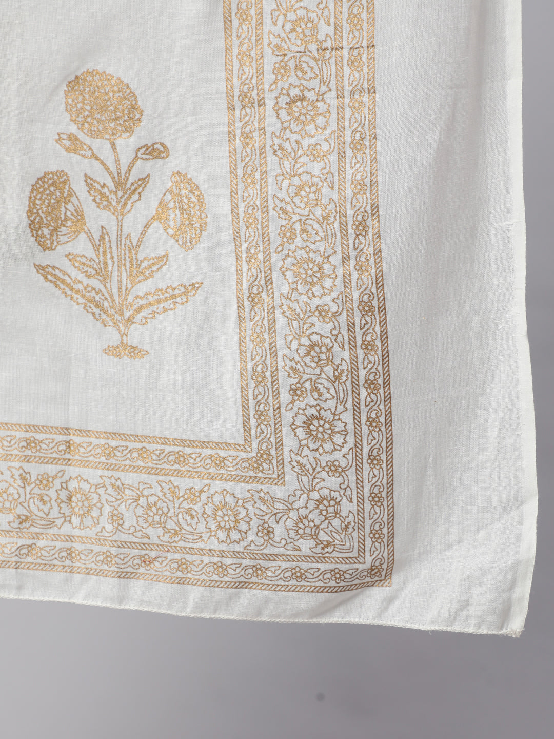 Off-White Ethnic Printed Kurta With Palazzo And Dupatta