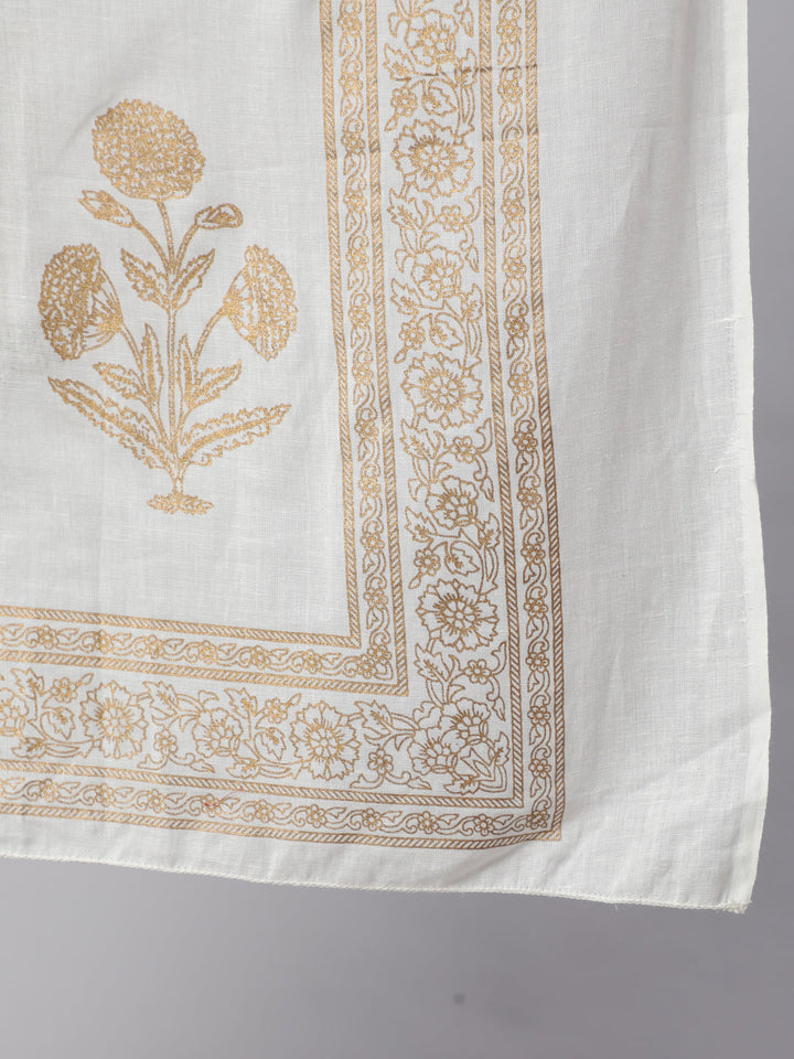Off-White Ethnic Printed Kurta With Palazzo And Dupatta