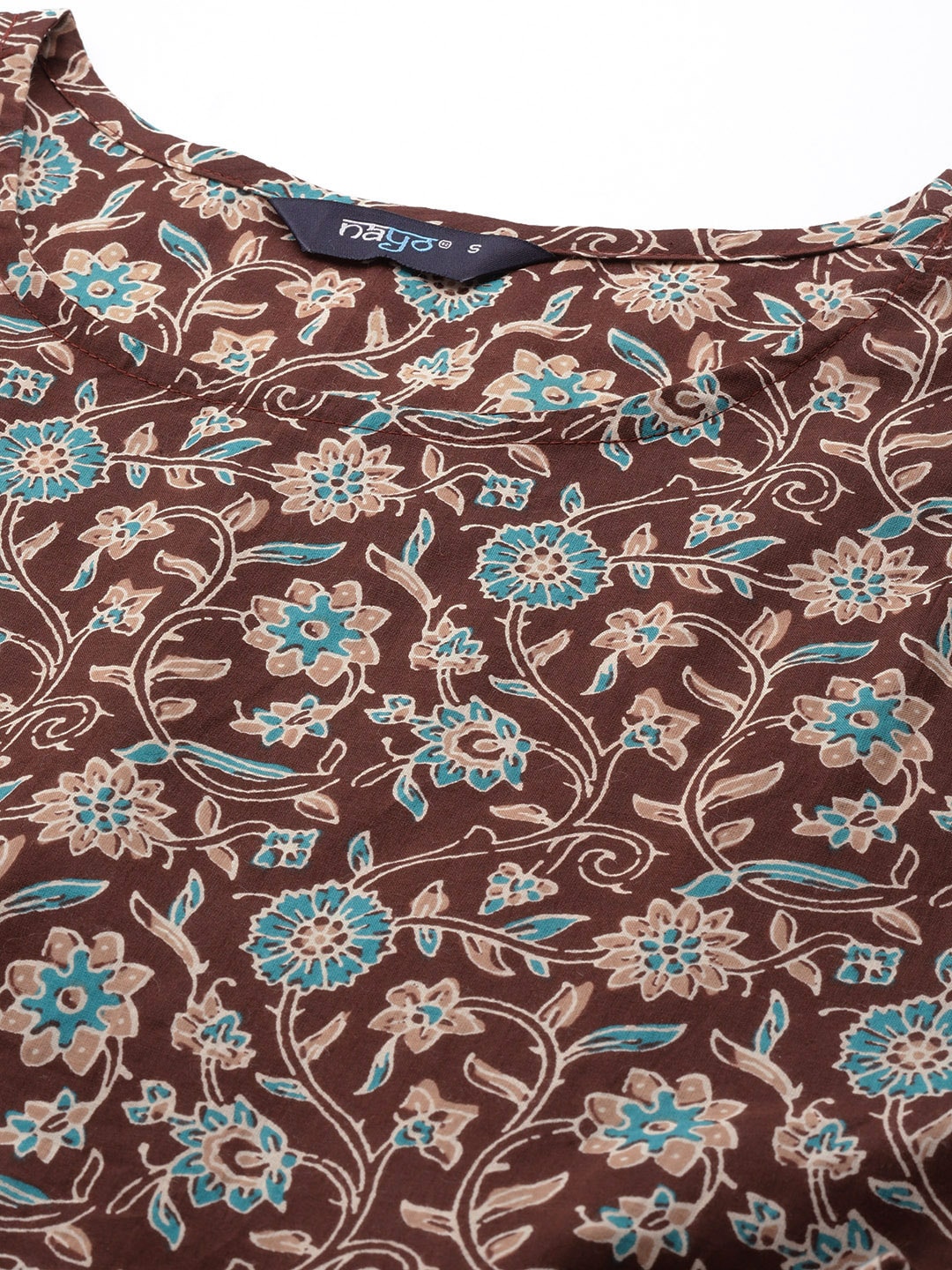 Brown Floral Printed Anarkali Kurta With Sharara And Dupatta