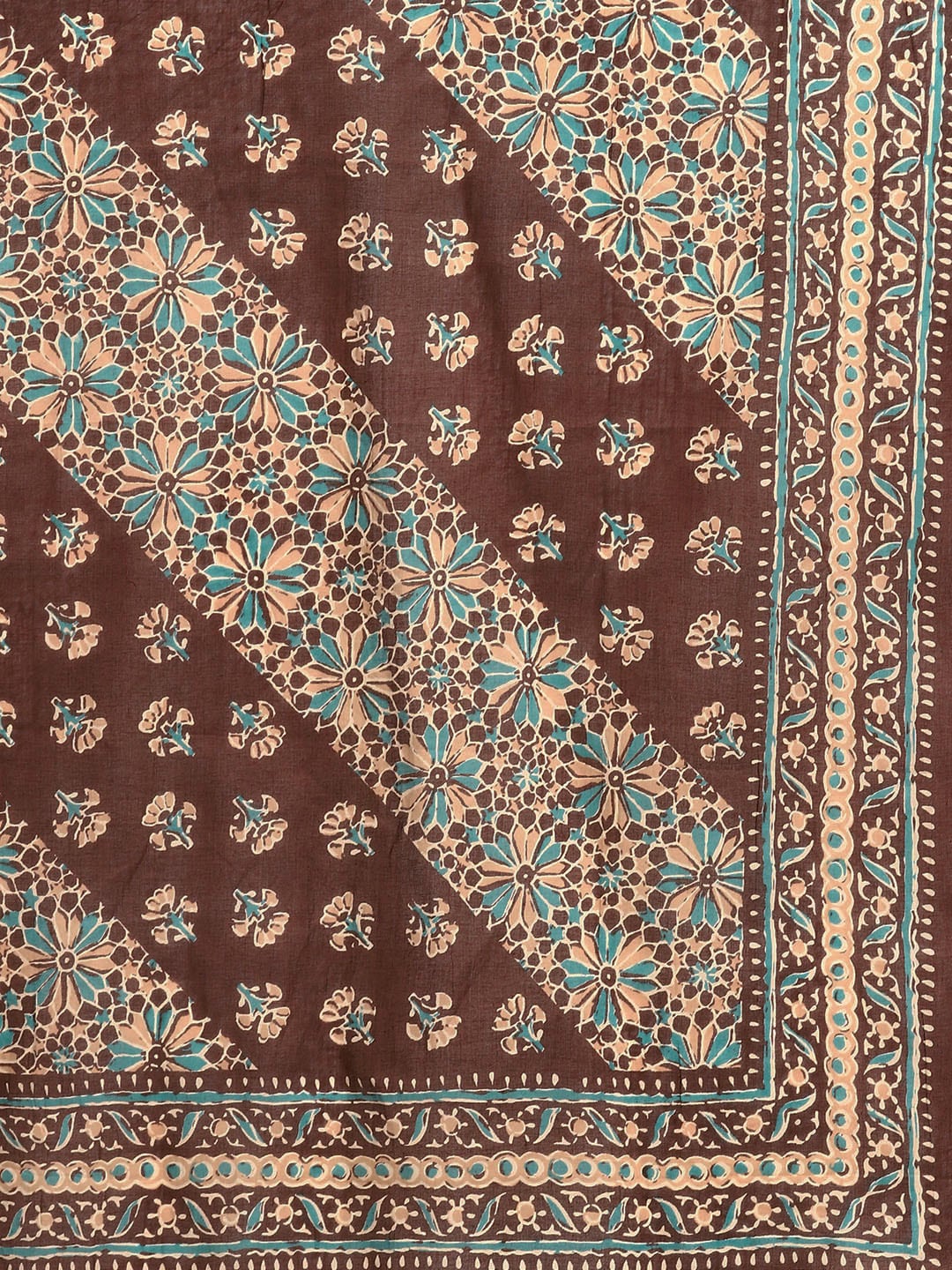 Brown Floral Printed Anarkali Kurta With Sharara And Dupatta