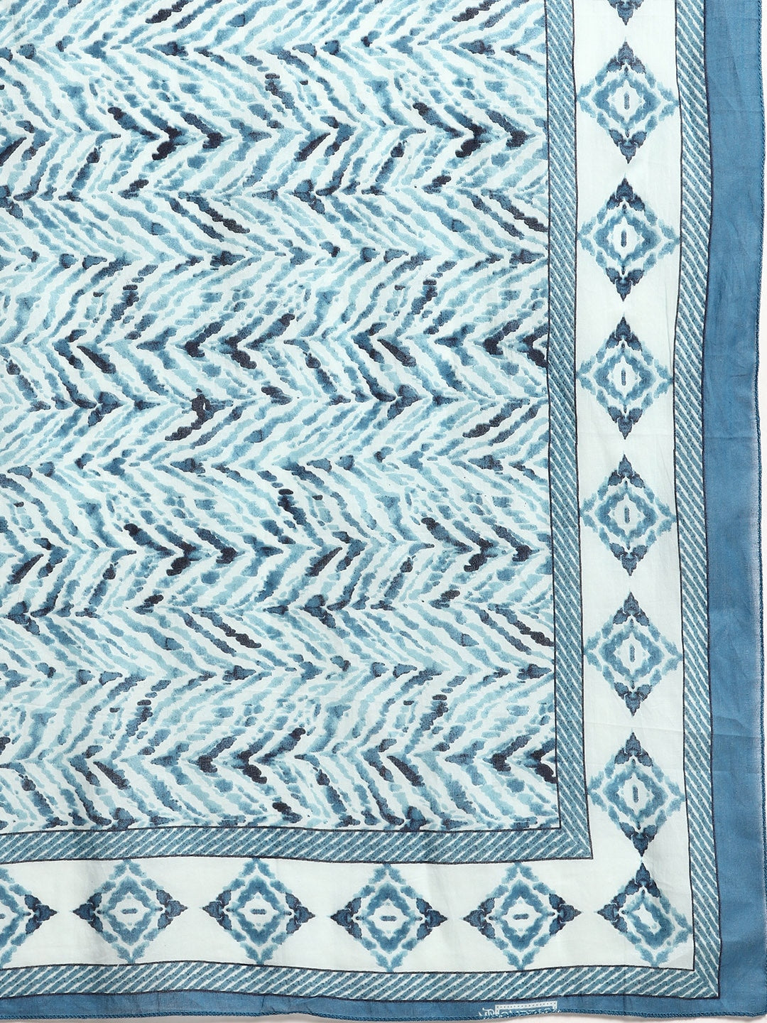 Blue Floral Printed Anarkali Kurta With Trouser And Dupatta