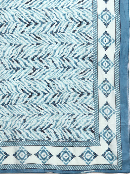 Blue Floral Printed Anarkali Kurta With Trouser And Dupatta