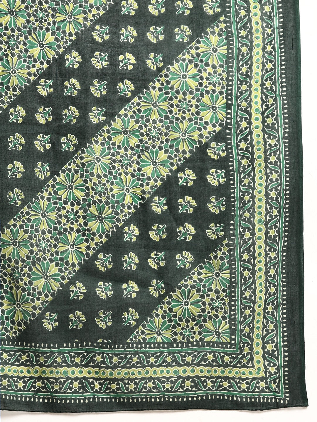 Green Floral Printed Kurta With Sharara And Dupatta