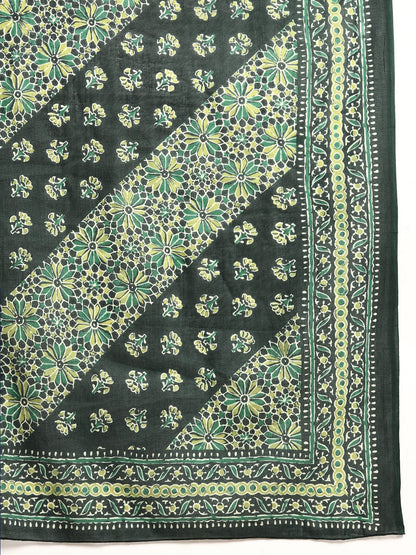 Green Floral Printed Kurta With Sharara And Dupatta