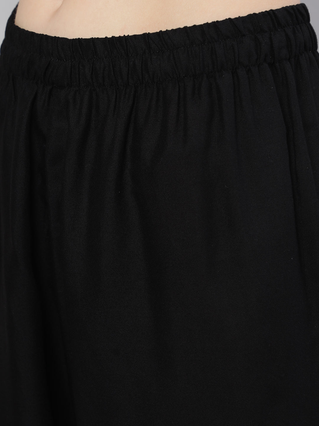 Black Embroidered Straight Kurta With Trouser And Net Dupatta