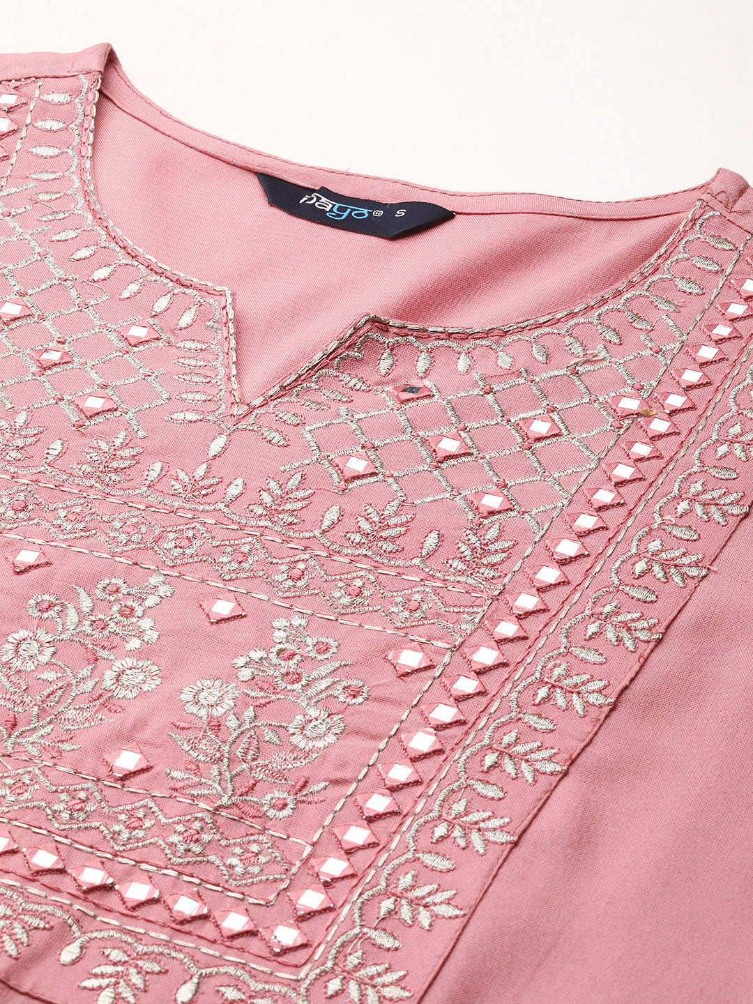 Mauve Embroidered Straight Kurta With Palazzo And Net Dupatta