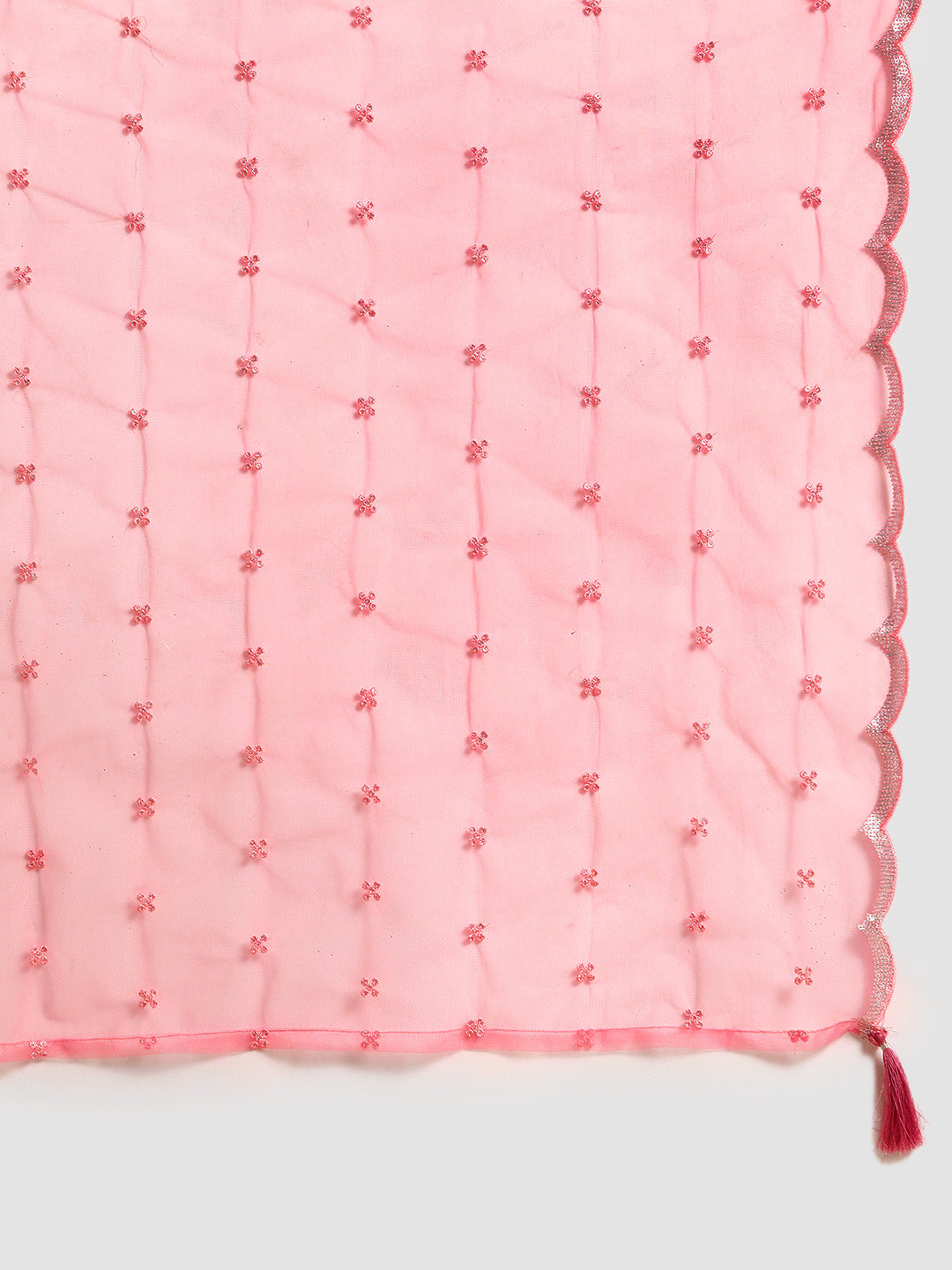 Mauve Embroidered Straight Kurta With Palazzo And Net Dupatta