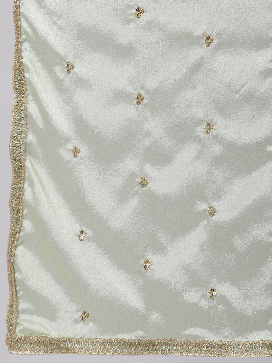 Green Embroidered Flared Kurta With Trouser And Dupatta