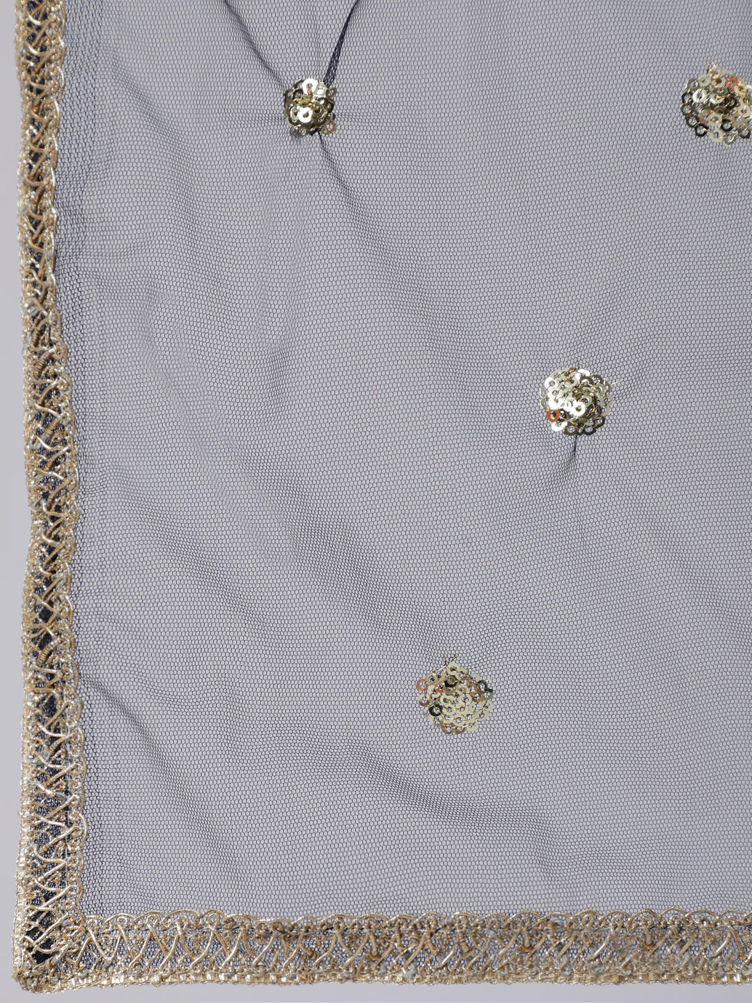 Navy Blue Embroidered Flared Kurta With Trouser And Dupatta