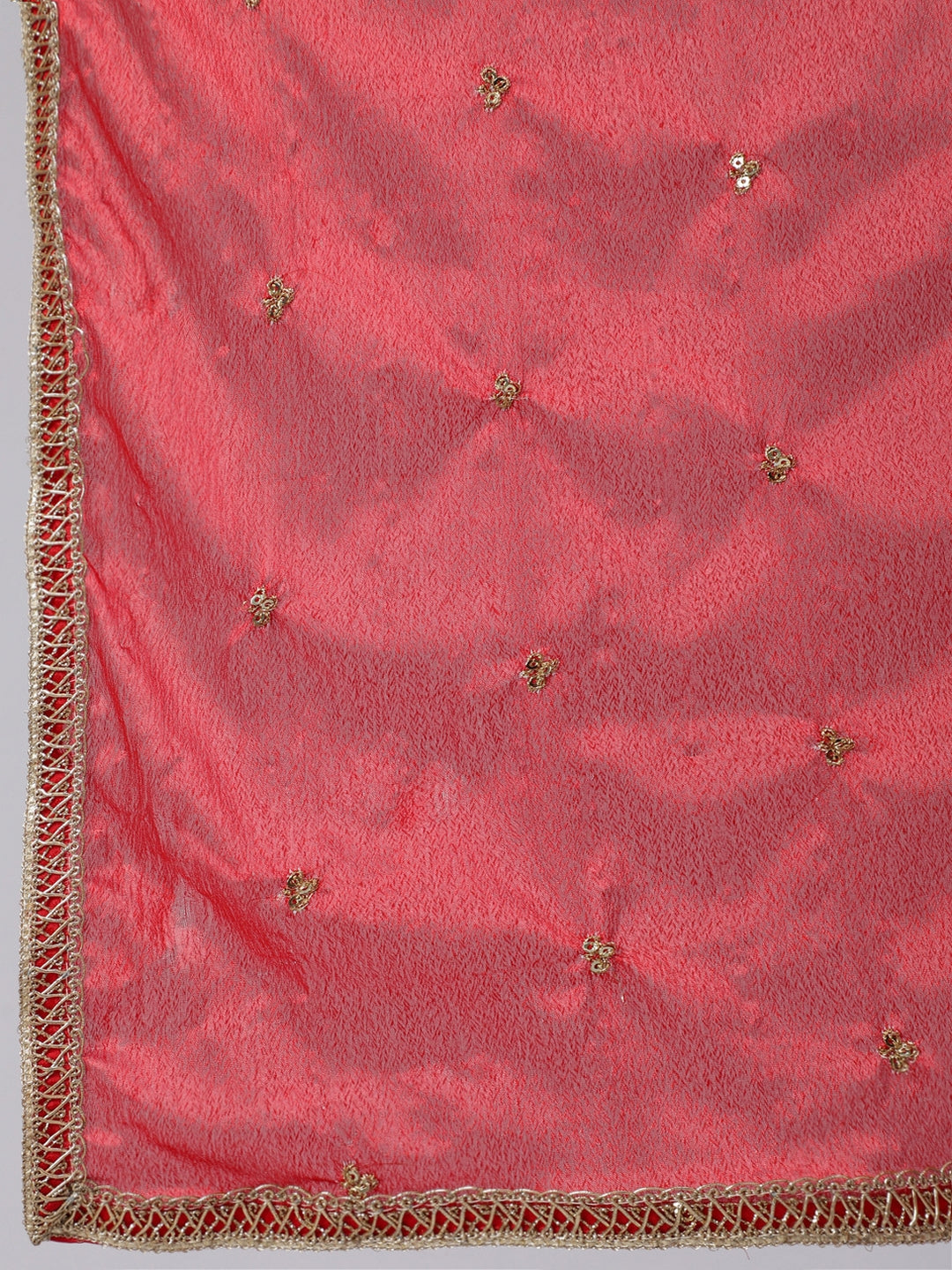 Red Embroidered Straight Kurta With Palazzo And Net Dupatta