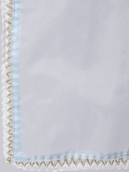 Blue Embroidered Flared Kurta With Trouser And Dupatta