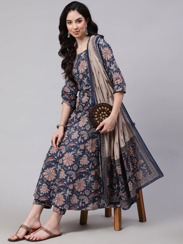 Nayo blue printed anarkali kurta – wholesale supplier