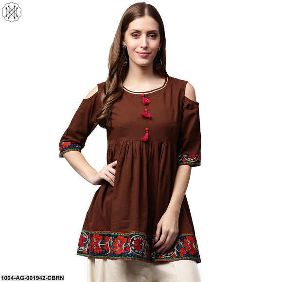 Buy Kressa Maroon Crepe Shoulder Cutout Embroidered Kurta And Pant Set  Online  Aza Fashions