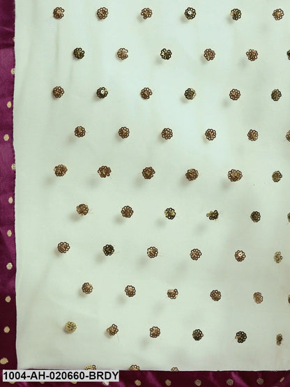 Burgundy & Green Woven Design Ready to Wear Lehenga & Blouse with Dupatta