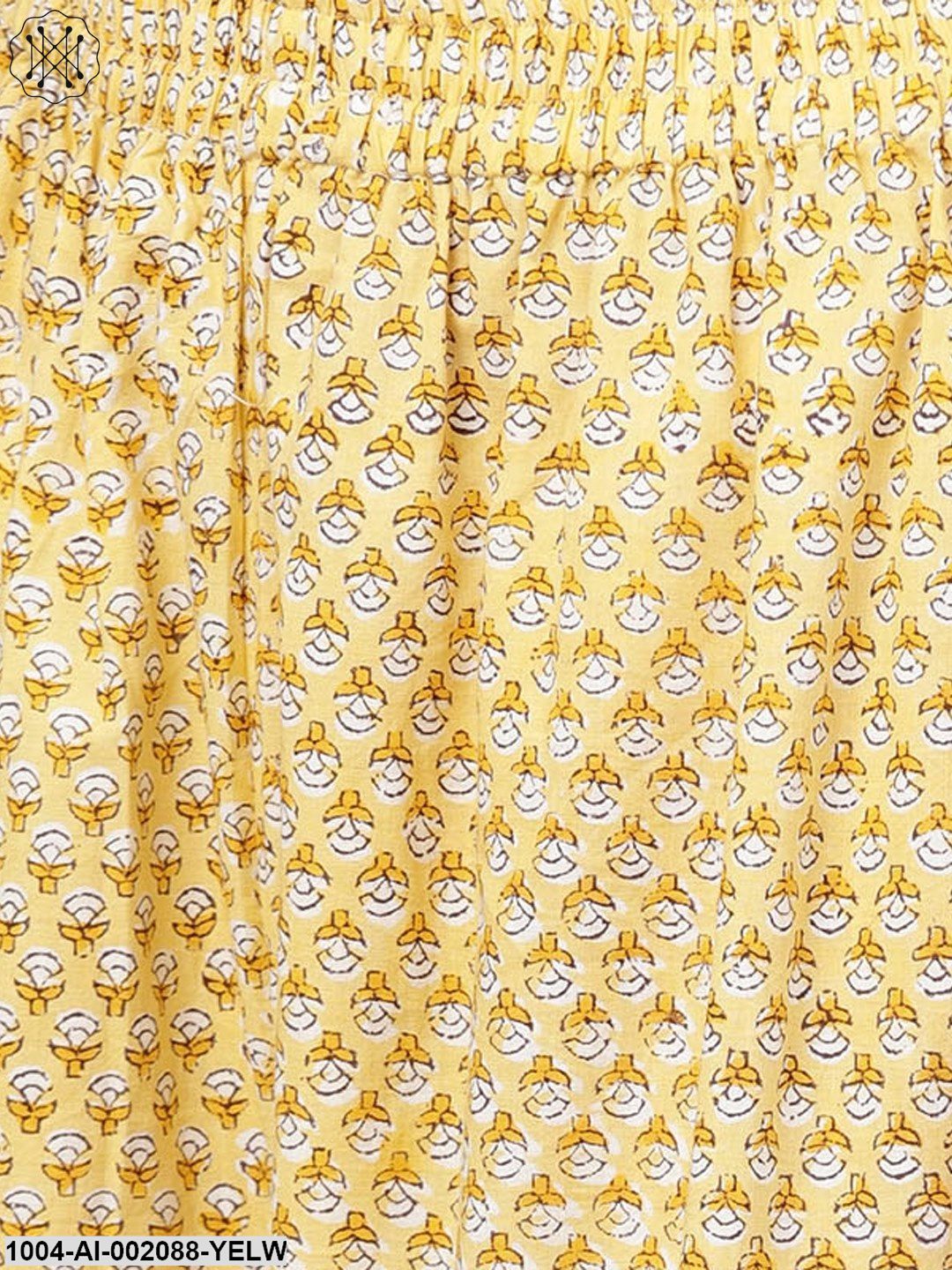 Yellow Printed Ankle Length Cotton Regular Fit Palazzos