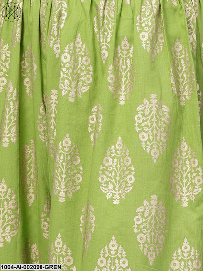 Green Khari Gold Printed Ankle Length Palazzos