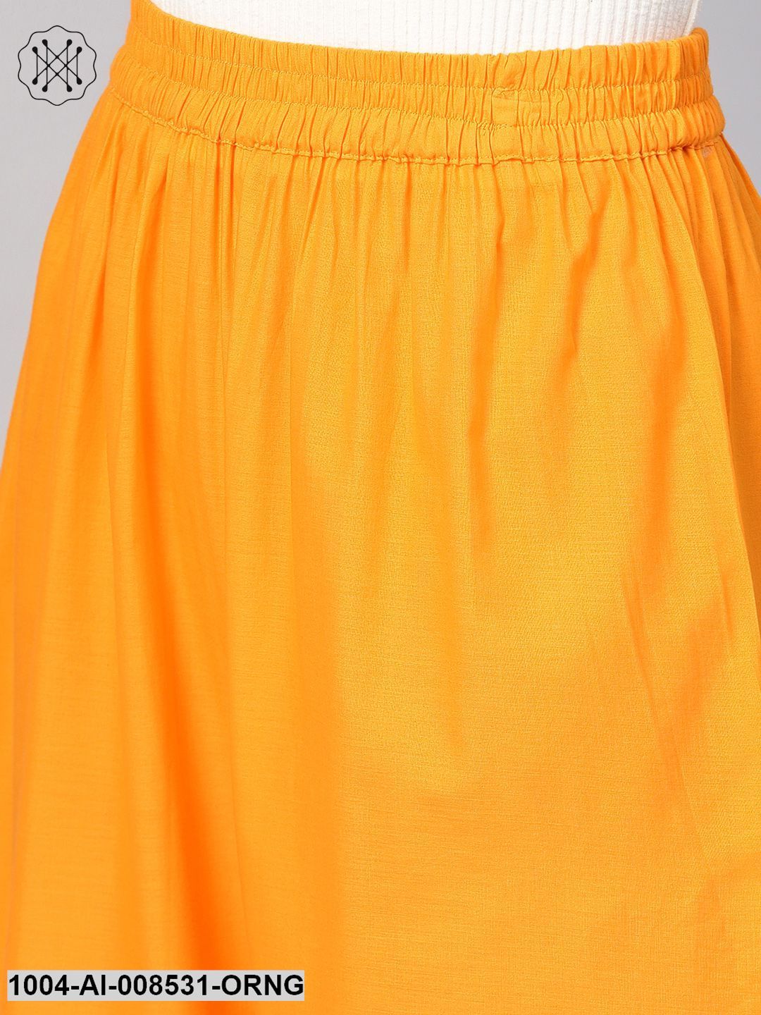 Solid Orange Cotton Ankle Length Palazzo