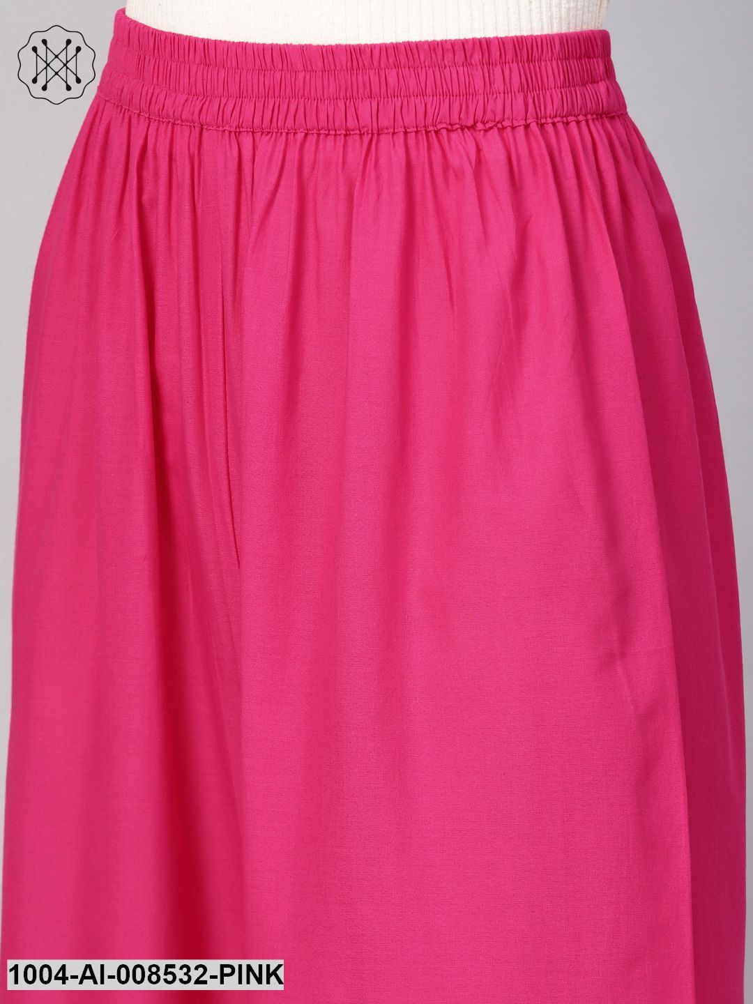 Solid Pink Cotton Ankle Length Palazzo