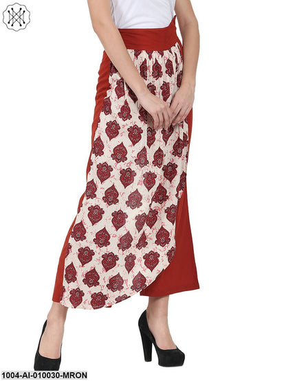 Maroon Printed Cotton Ankle Length Palazzo