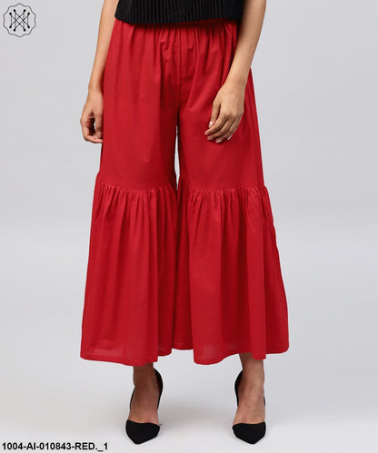 Red Cotton Ankle Length Sharara