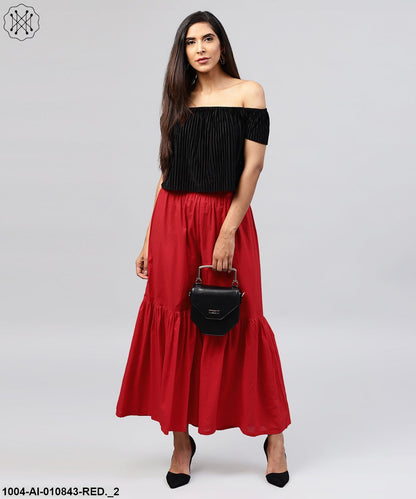 Red Cotton Ankle Length Sharara