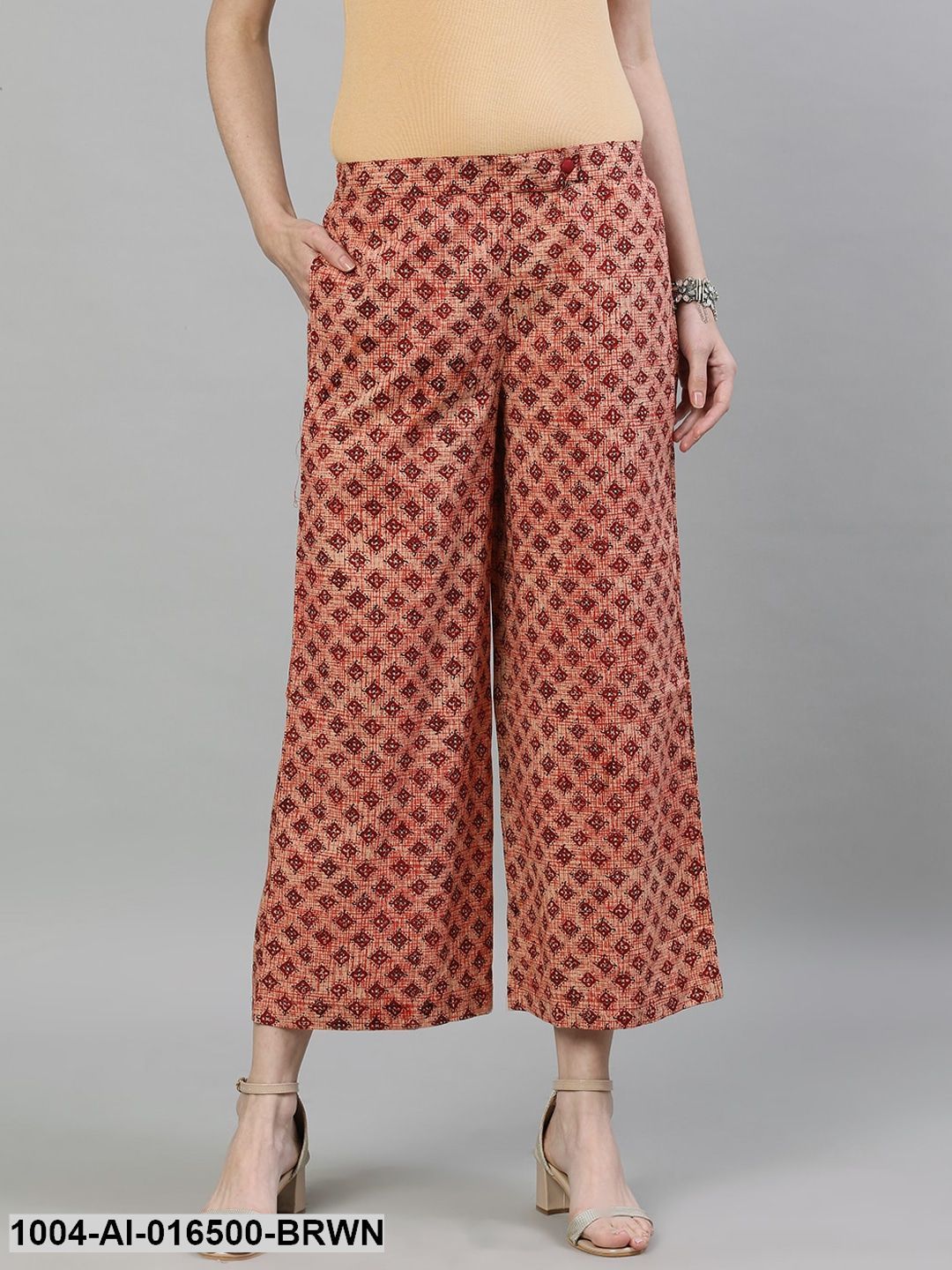 Brown Printed Cotton Palazzo