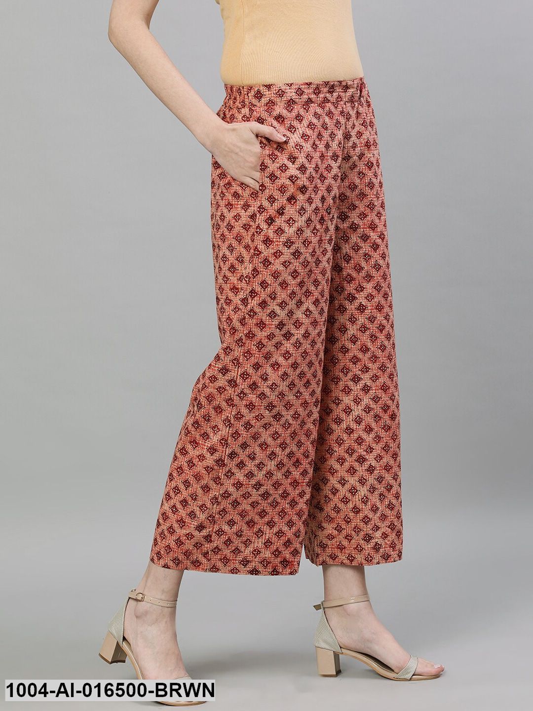Brown Printed Cotton Palazzo