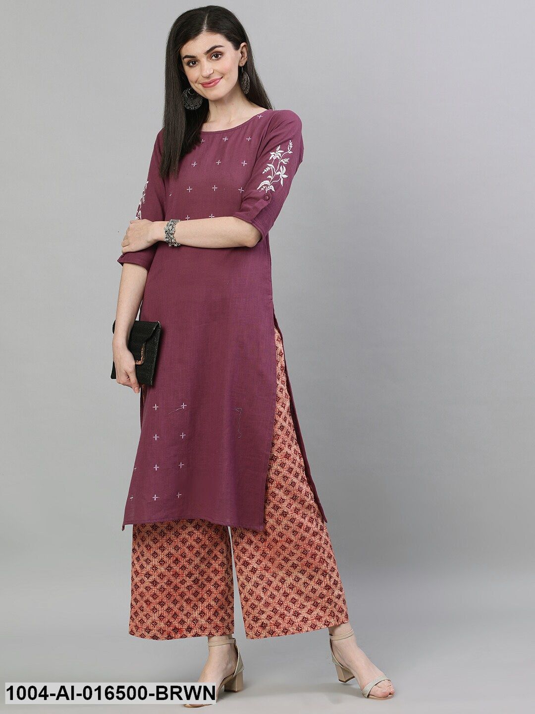 Brown Printed Cotton Palazzo