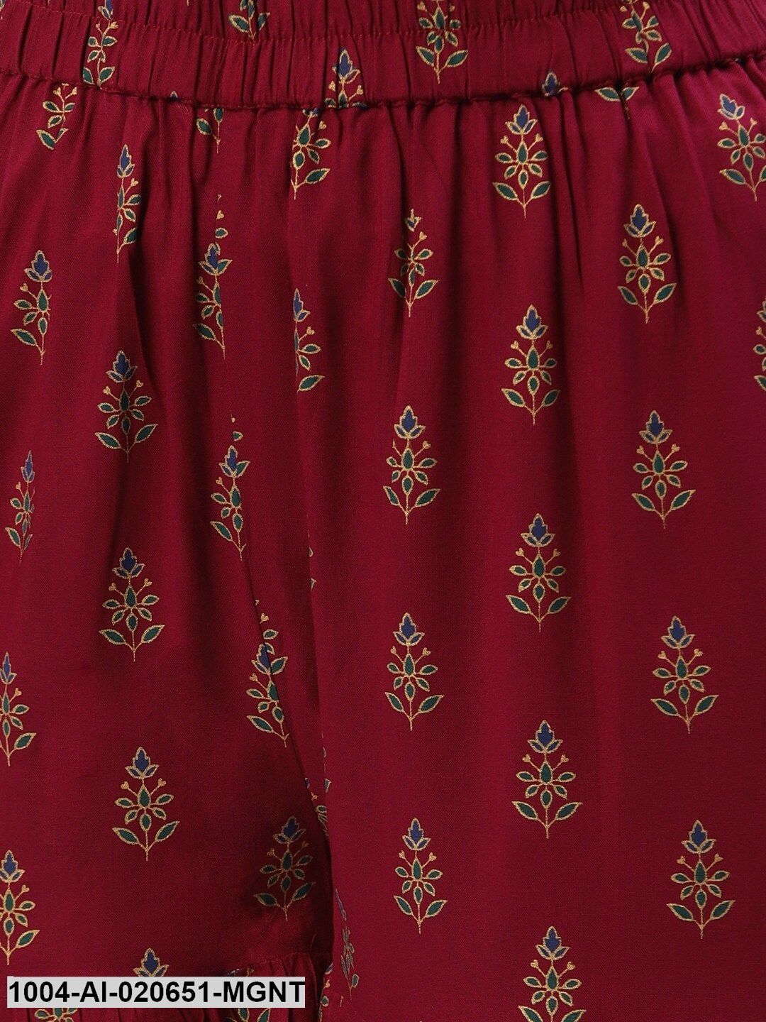 Magenta & Golden Printed Flared Palazzos