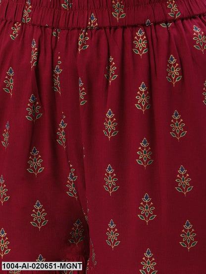 Magenta & Golden Printed Flared Palazzos