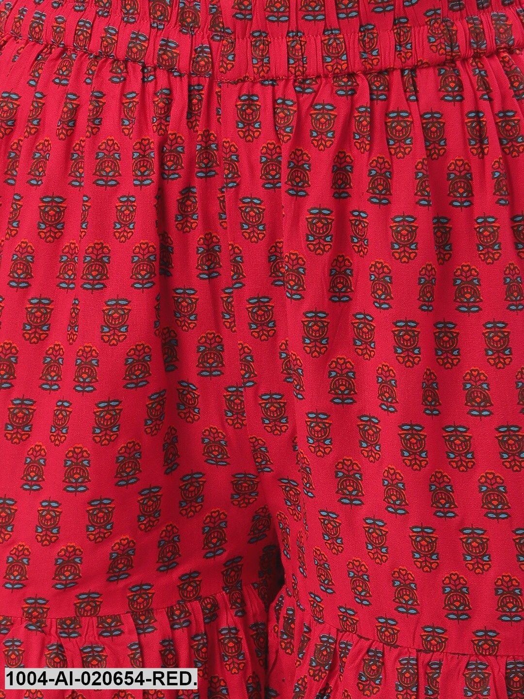 Pink & Blue Floral Print Flared Palazzos
