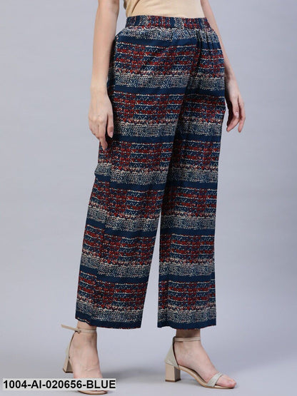 Blue & Red Printed Ethnic Palazzos