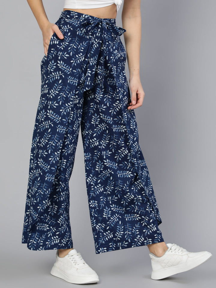 Blue Printed Plazo With Side Pockets