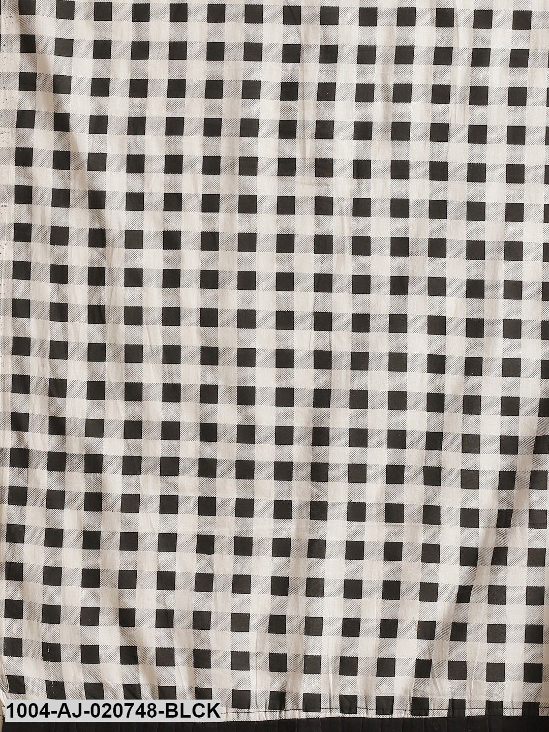 Black & White Pure Cotton Checked Half & Half Saree