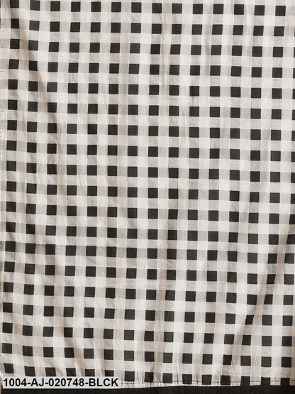 Black & White Pure Cotton Checked Half & Half Saree