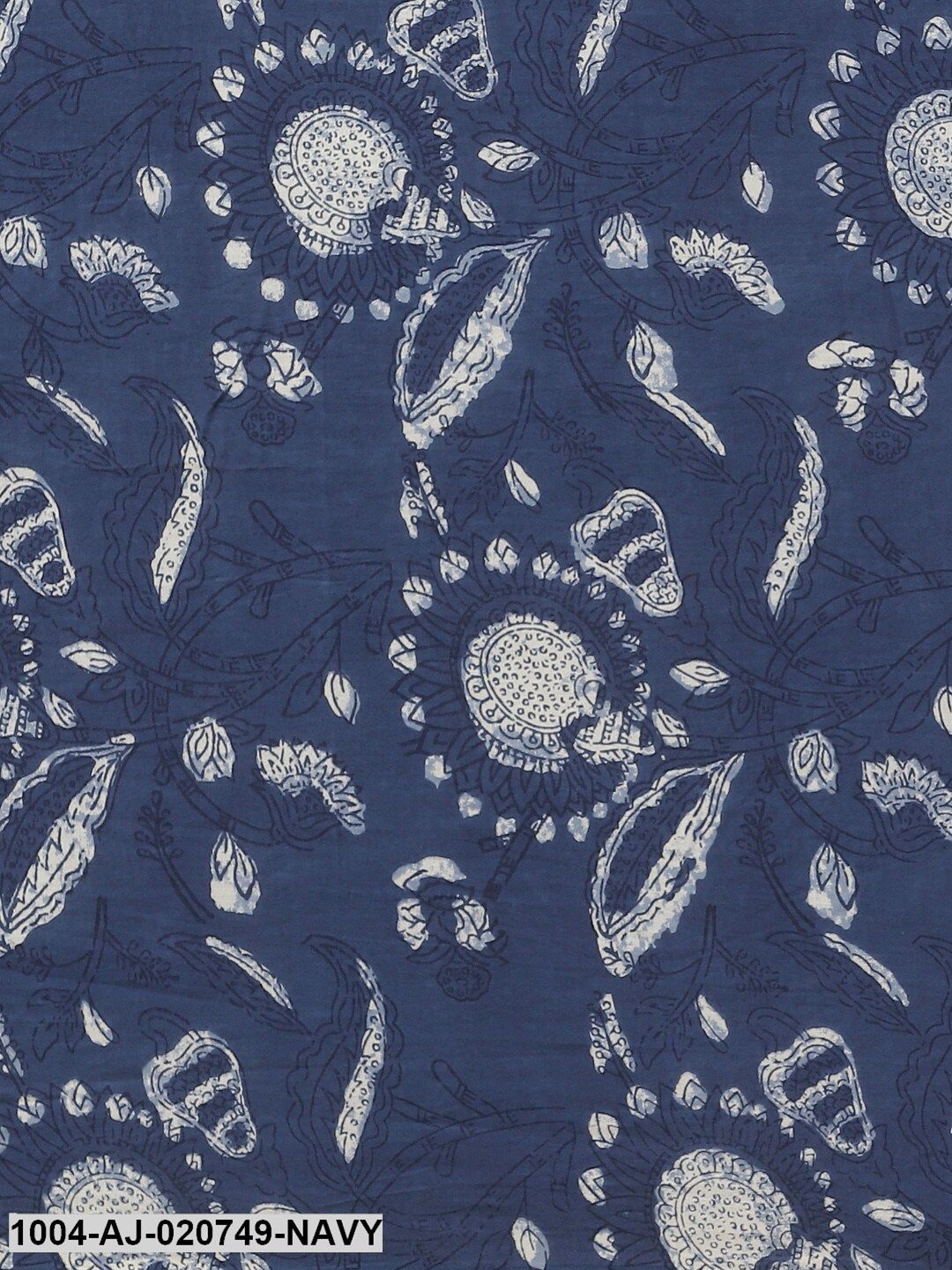 Navy Blue & White Pure Cotton Printed Saree